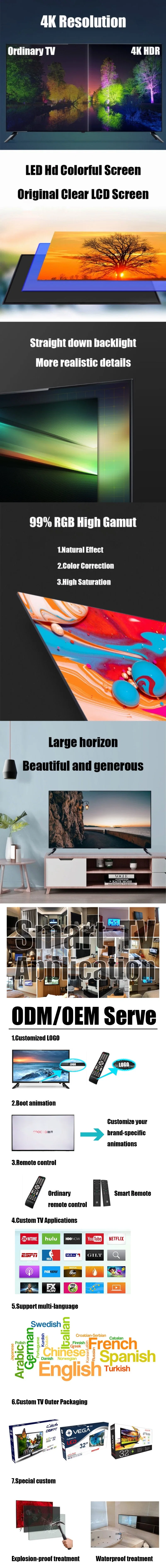 2022 Factory Cheap Wholesale 32"42"43"50"55"65" Inch 2K Full HD Flat Screen Smart Television Hotel Home Digital Android LCD LED TV